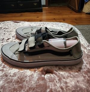 Vans Mens Black and Gray Velcro Sneakers